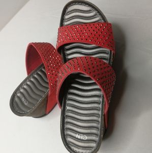 Red wedge sandals